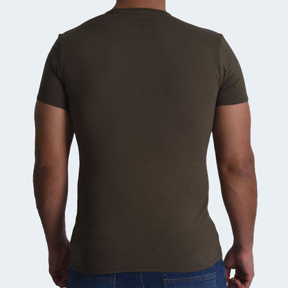 PERFECT FIT ROUND NECK POLO SHIRT - OLIVE GREEN