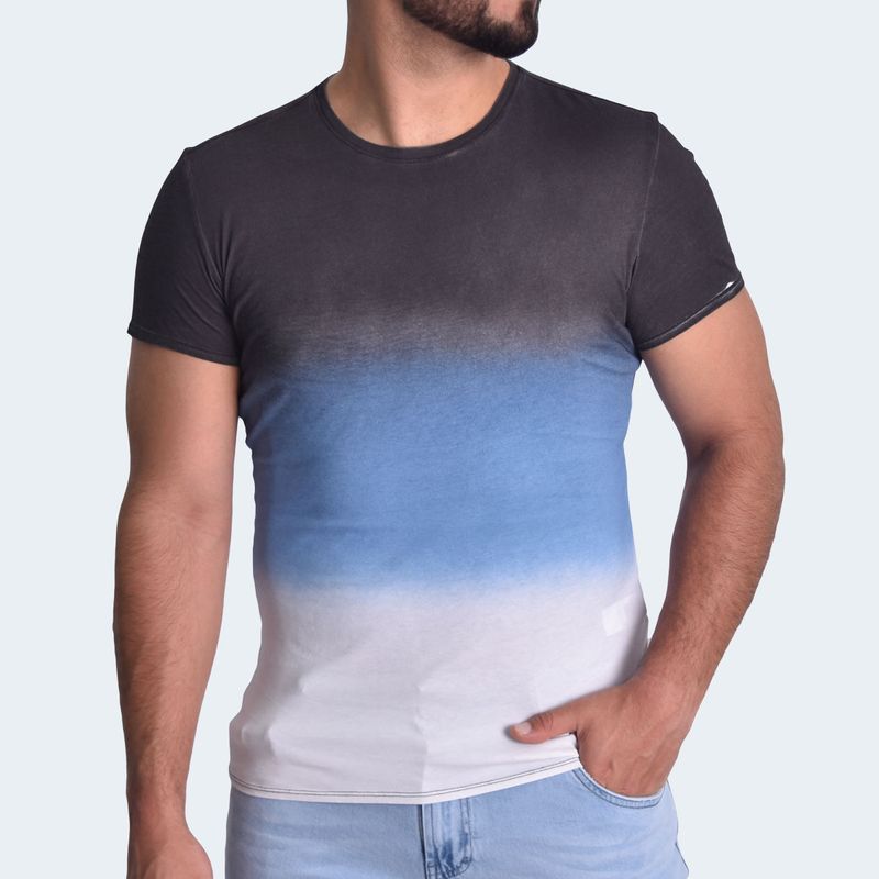 POLO CUELLO REDONDO TEÑIDO SPRAY TIE DYE - NEZUL