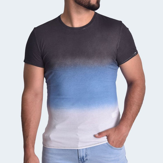 POLO CUELLO REDONDO TEÑIDO SPRAY TIE DYE - NEZUL