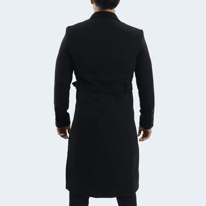 LONG CLOTH COAT - BLACK