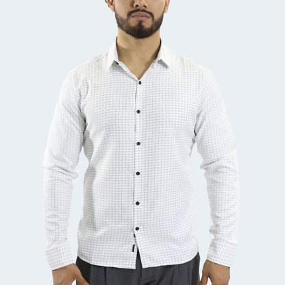 CAMISA MANGA LARGA A CUADROS PERFECT FIT - BLANE