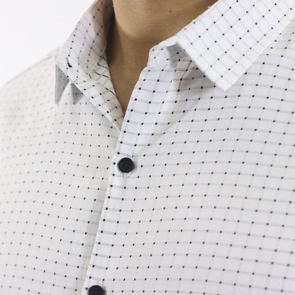 CAMISA MANGA LARGA A CUADROS PERFECT FIT - BLANE