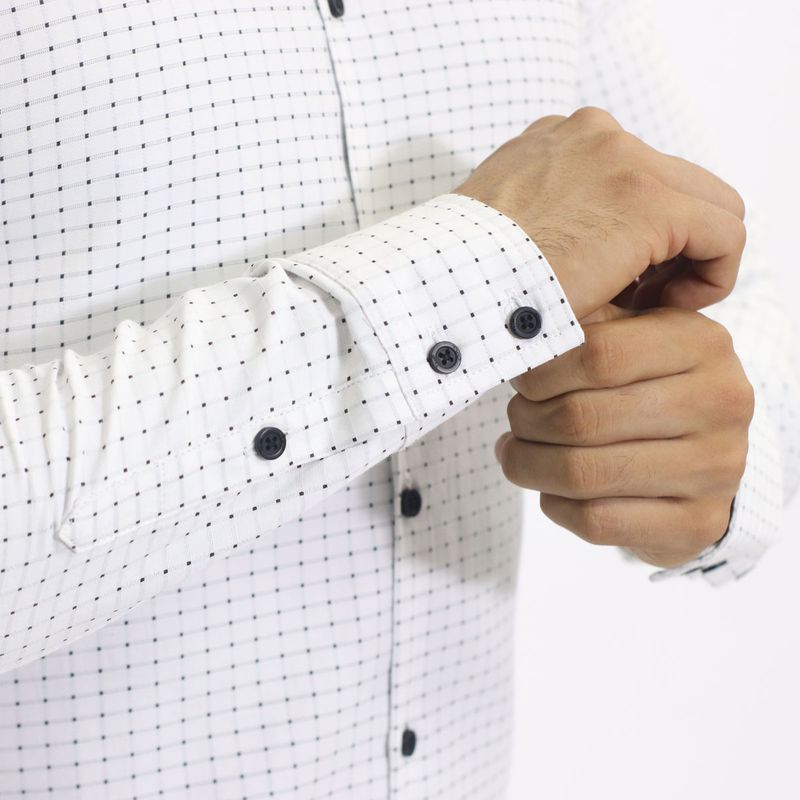 CAMISA MANGA LARGA A CUADROS PERFECT FIT - BLANE