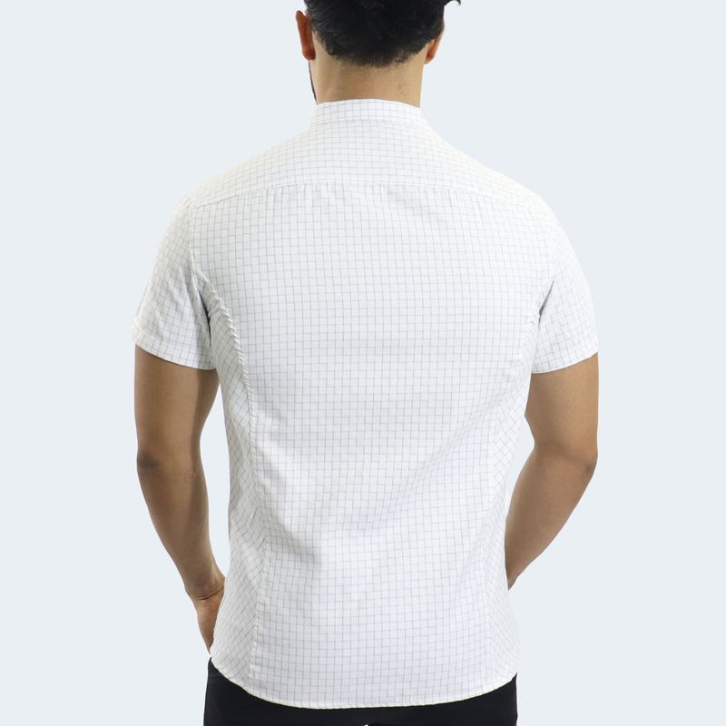 CAMISA MANGA CORTA A CUADROS PERFECT FIT - BLANCO