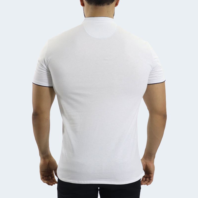 SHORT SLEEVE NERU COLLAR POLO SHIRT - WHITE