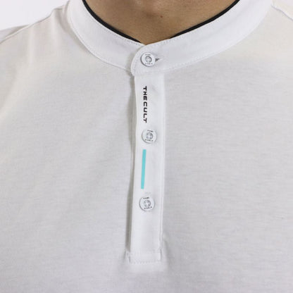 SHORT SLEEVE NERU COLLAR POLO SHIRT - WHITE