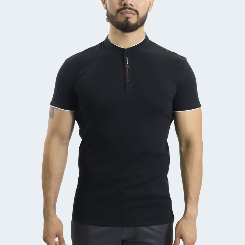 POLO CUELLO NERU MANGA CORTA - NEGRO