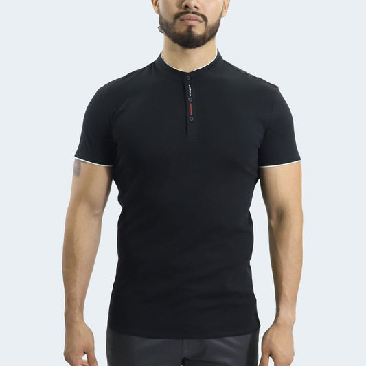 POLO CUELLO NERU MANGA CORTA - NEGRO