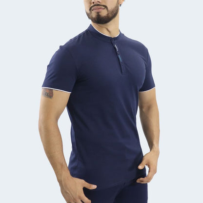 POLO CUELLO NERU MANGA CORTA - AZUL NOCHE