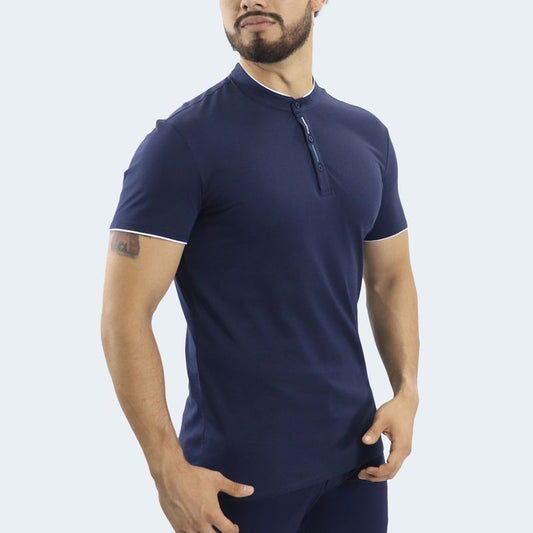 POLO CUELLO NERU MANGA CORTA - AZUL NOCHE