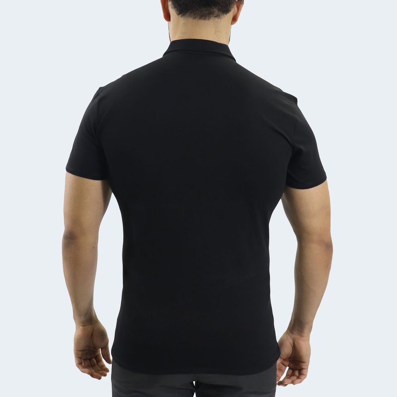 POLO CUELLO BOX MANGA CORTA - NEGRO