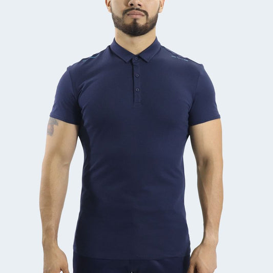 POLO CUELLO BOX MANGA CORTA - AZUL NOCHE