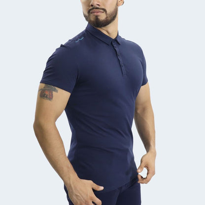 POLO CUELLO BOX MANGA CORTA - AZUL NOCHE