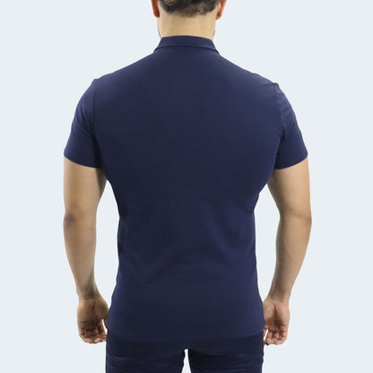 POLO CUELLO BOX MANGA CORTA - AZUL NOCHE
