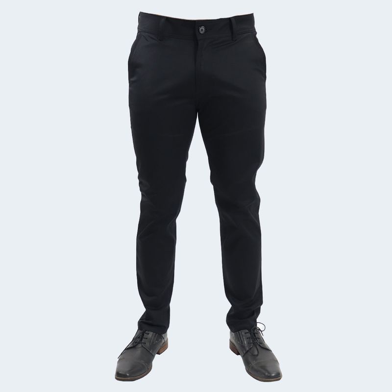 SATIN SLIM-FIT TROUSERS - BLACK