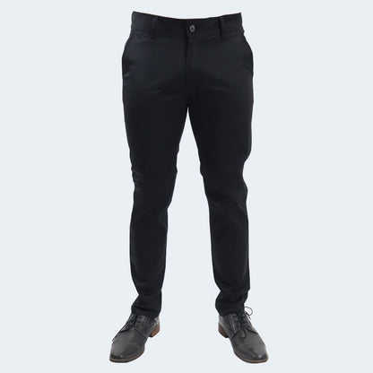 SATIN SLIM-FIT TROUSERS - BLACK