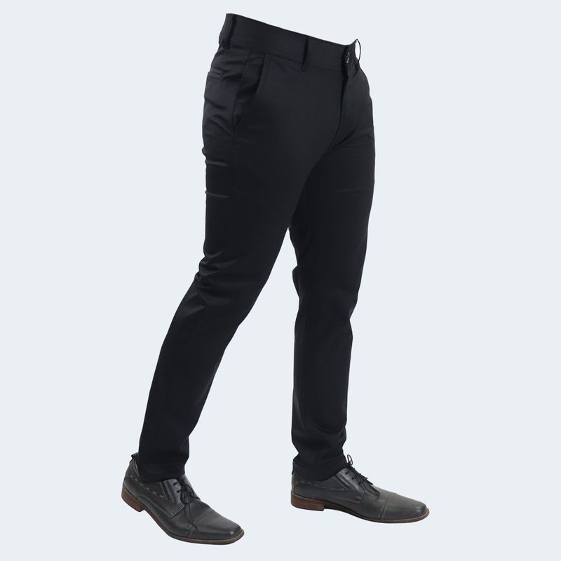 SATIN SLIM-FIT TROUSERS - BLACK