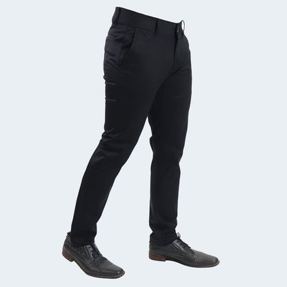 SATIN SLIM-FIT TROUSERS - BLACK