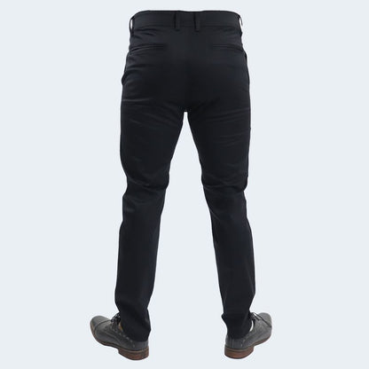 SATIN SLIM-FIT TROUSERS - BLACK