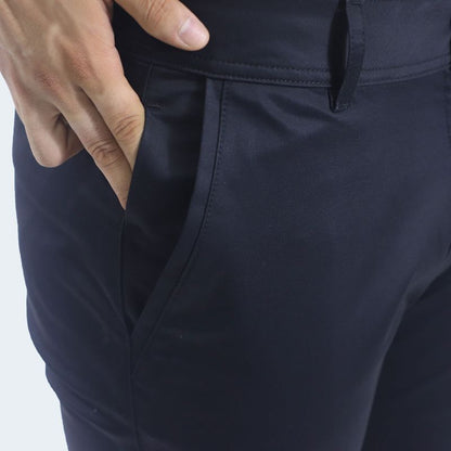 SATIN SLIM-FIT TROUSERS - BLACK