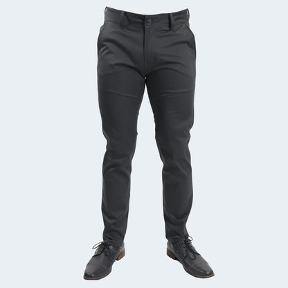 SATIN SLIM-LEG TROUSERS - LEAD GREY