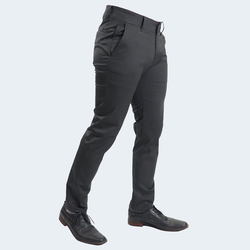 SATIN SLIM-LEG TROUSERS - LEAD GREY