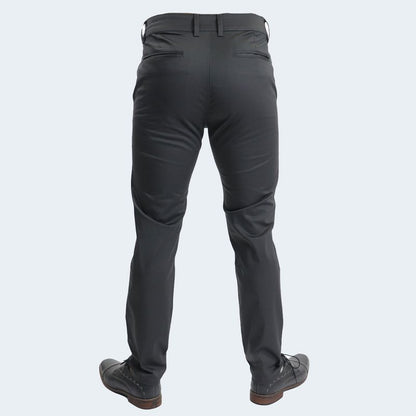 SATIN SLIM-LEG TROUSERS - LEAD GREY