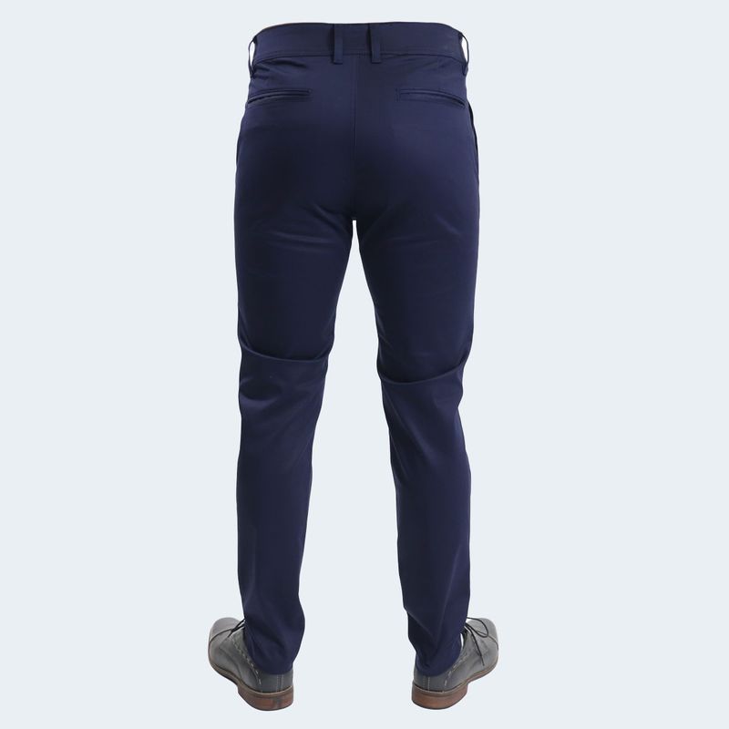 SATIN SLIM-FIT TROUSERS - BLUE