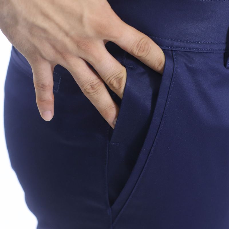 SATIN SLIM-FIT TROUSERS - BLUE