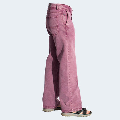 PANTALON DENIM CONFORT  ENTALLE WIDE LEG - GRAPE