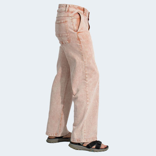 COMFORT DENIM PANTS WIDE LEG FIT - TERRACOTTA