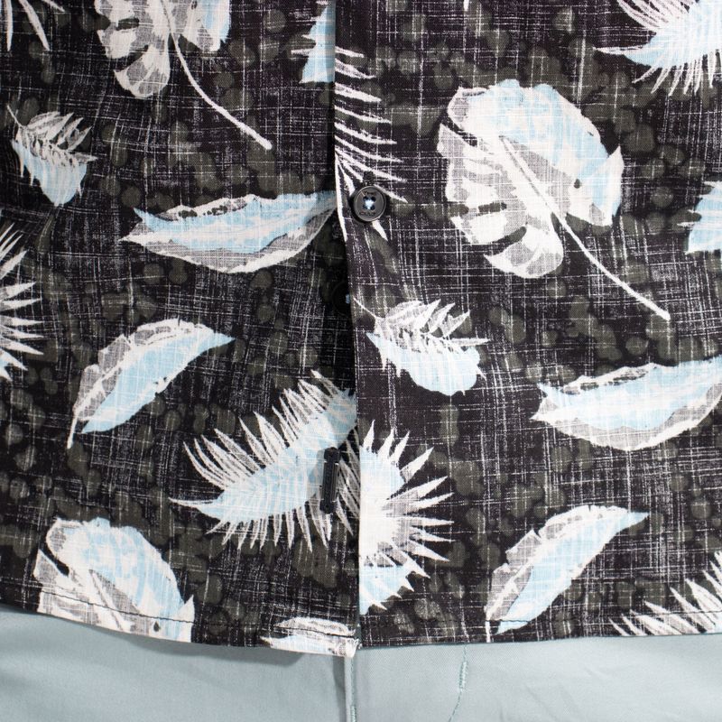 RELAXED FIT HAWAIIAN SHIRT - BLACK