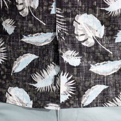 RELAXED FIT HAWAIIAN SHIRT - BLACK