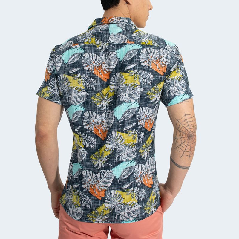 CAMISA HAWAIANA RELAX FIT - ACERO