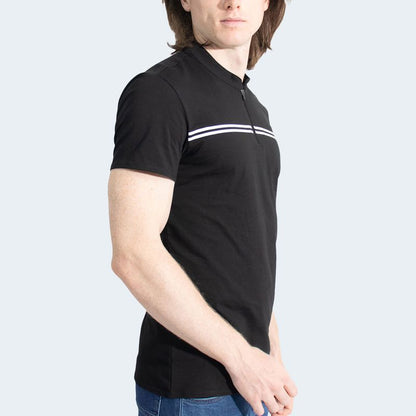POLO CUELLO BOX CON CIERRE MANGA CORTA - NEGRO