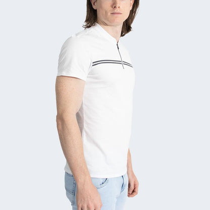 POLO CUELLO BOX CON CIERRE MANGA CORTA - BLANCO