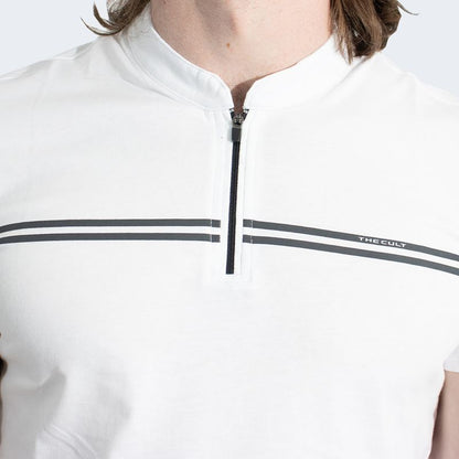 POLO CUELLO BOX CON CIERRE MANGA CORTA - BLANCO