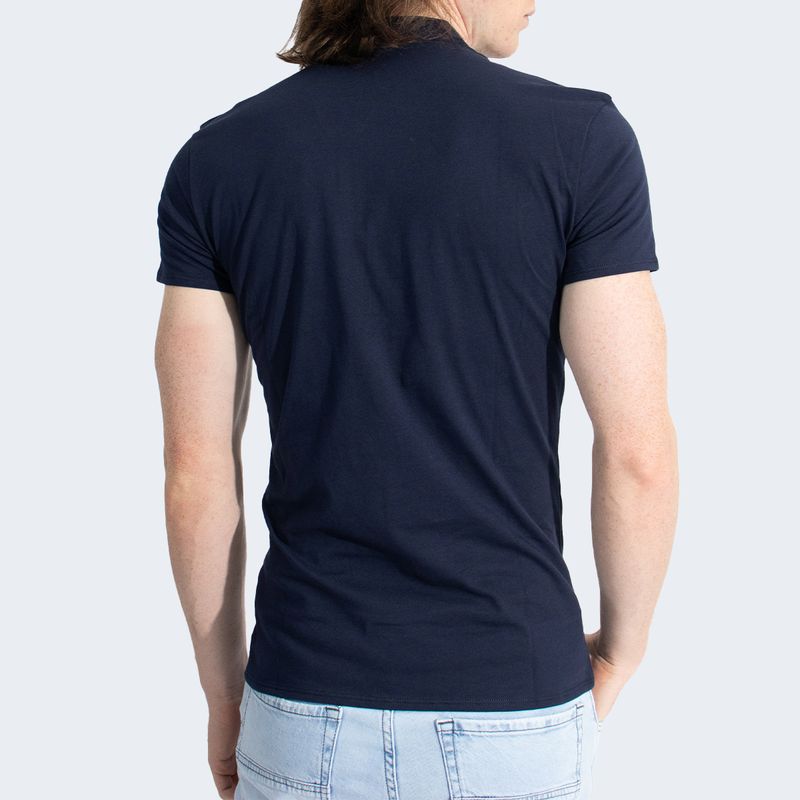 POLO CUELLO BOX CON CIERRE MANGA CORTA - AZUL NOCHE