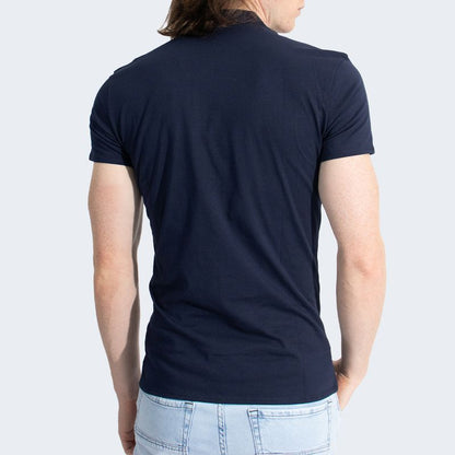 POLO CUELLO BOX CON CIERRE MANGA CORTA - AZUL NOCHE