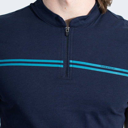 POLO CUELLO BOX CON CIERRE MANGA CORTA - AZUL NOCHE