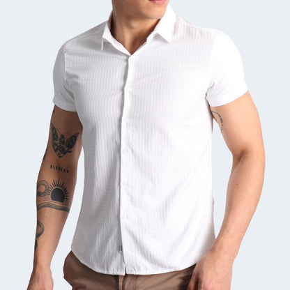 PLAID SHORT-SLEEVED SHIRT - WHITE
