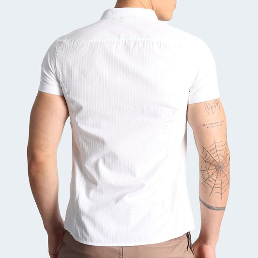 PLAID SHORT-SLEEVED SHIRT - WHITE