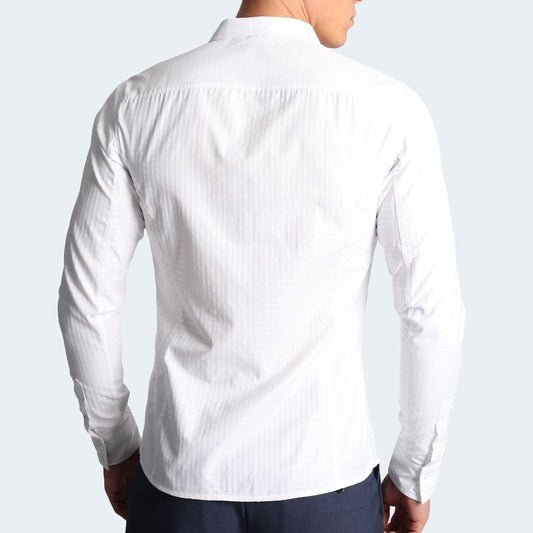 PLAID LONG-SLEEVE SHIRT - WHITE