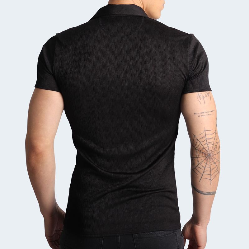 POLO CUELLO BOX MANGA CORTA - NEGRO