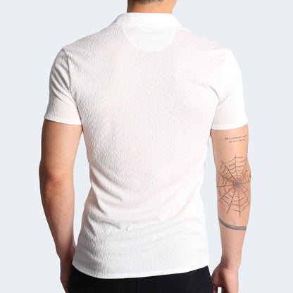 POLO CUELLO BOX MANGA CORTA - MARFIL