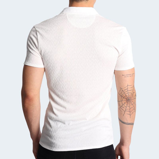 POLO CUELLO BOX MANGA CORTA - MARFIL