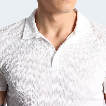 POLO CUELLO BOX MANGA CORTA - MARFIL