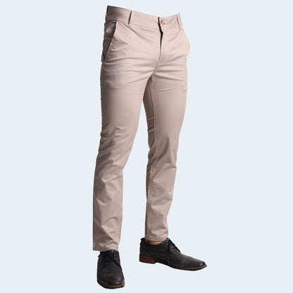 SLIM-FIT DRILL TROUSERS - SAND