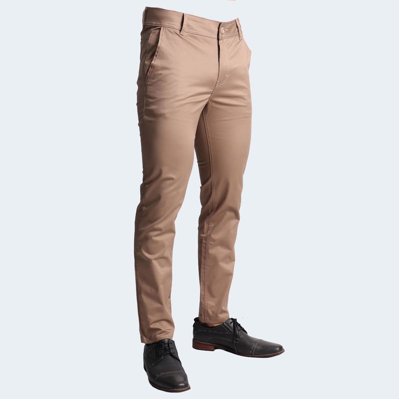 SLIM-FIT DRILL TROUSERS - BEIGE