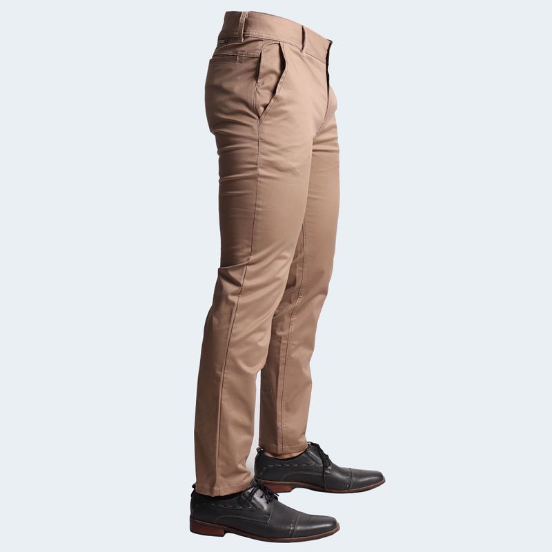 SLIM-FIT DRILL TROUSERS - BEIGE